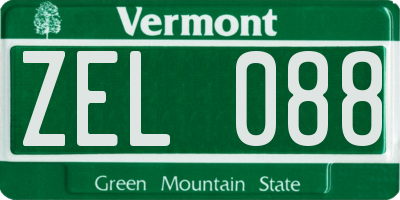 VT license plate ZEL088