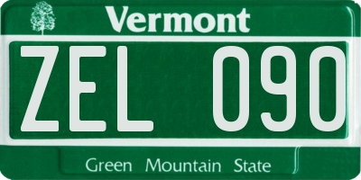 VT license plate ZEL090