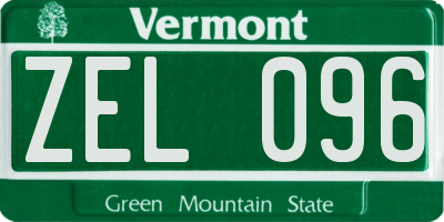 VT license plate ZEL096