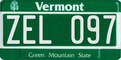 VT license plate ZEL097