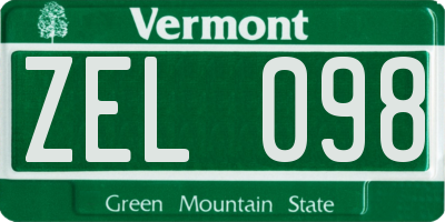 VT license plate ZEL098