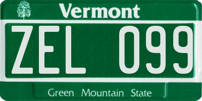 VT license plate ZEL099