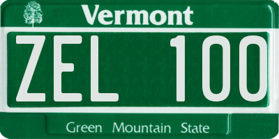 VT license plate ZEL100