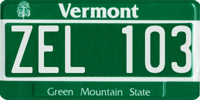 VT license plate ZEL103
