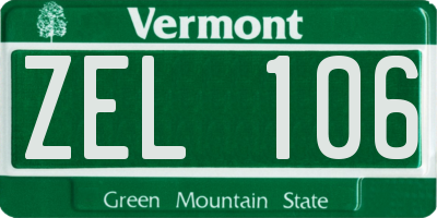 VT license plate ZEL106