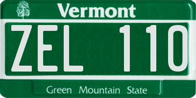 VT license plate ZEL110