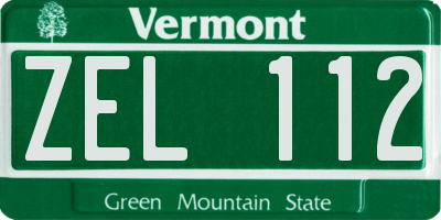 VT license plate ZEL112