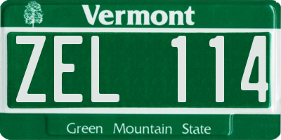 VT license plate ZEL114