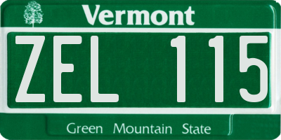 VT license plate ZEL115