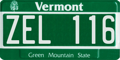VT license plate ZEL116