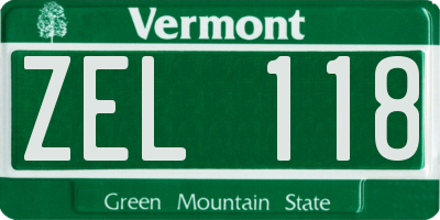 VT license plate ZEL118