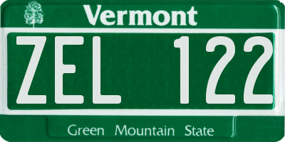 VT license plate ZEL122