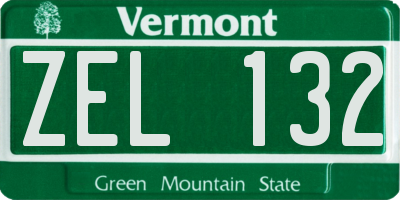 VT license plate ZEL132