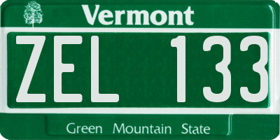 VT license plate ZEL133