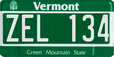 VT license plate ZEL134