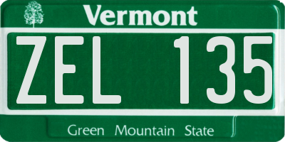 VT license plate ZEL135