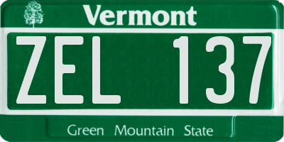 VT license plate ZEL137