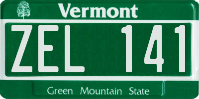 VT license plate ZEL141