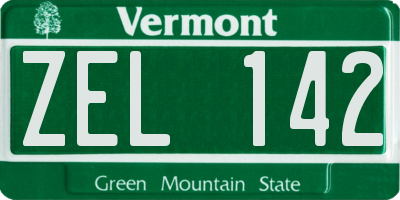 VT license plate ZEL142