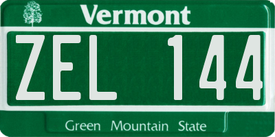 VT license plate ZEL144