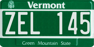 VT license plate ZEL145