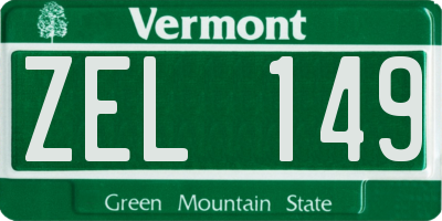 VT license plate ZEL149