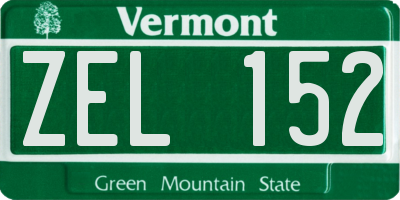 VT license plate ZEL152