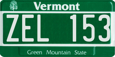 VT license plate ZEL153