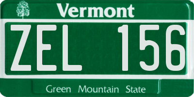 VT license plate ZEL156