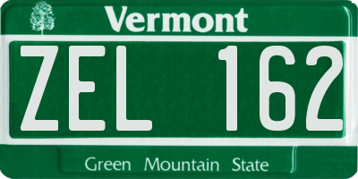 VT license plate ZEL162