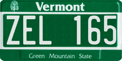 VT license plate ZEL165