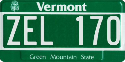 VT license plate ZEL170