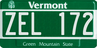 VT license plate ZEL172