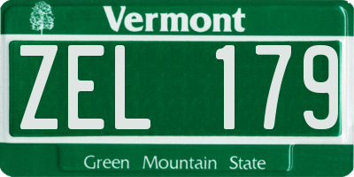 VT license plate ZEL179