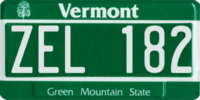VT license plate ZEL182