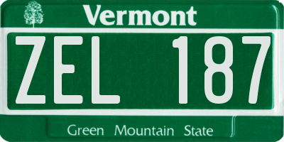 VT license plate ZEL187