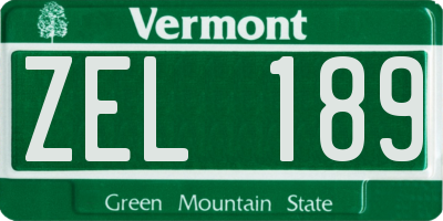 VT license plate ZEL189