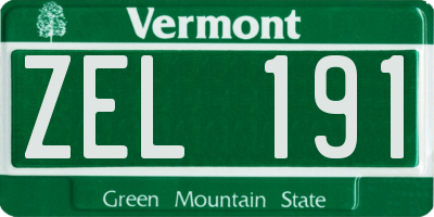 VT license plate ZEL191