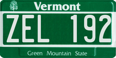 VT license plate ZEL192