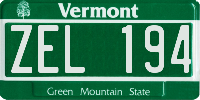 VT license plate ZEL194