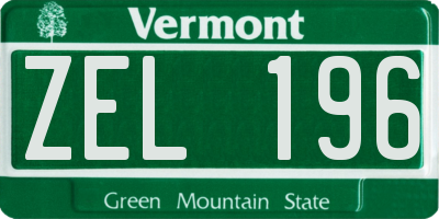 VT license plate ZEL196