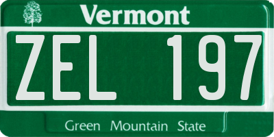 VT license plate ZEL197