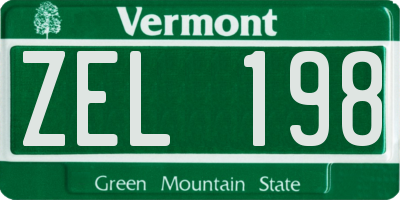 VT license plate ZEL198