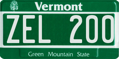 VT license plate ZEL200