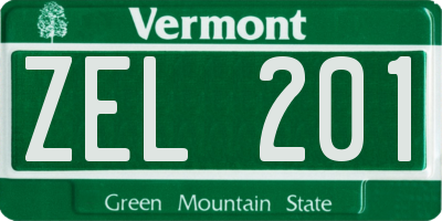 VT license plate ZEL201