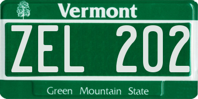VT license plate ZEL202