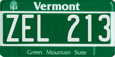 VT license plate ZEL213