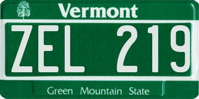VT license plate ZEL219