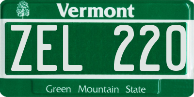 VT license plate ZEL220