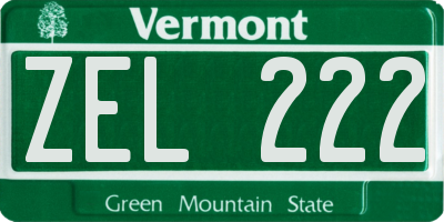 VT license plate ZEL222